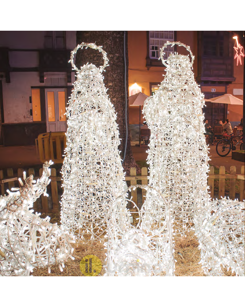 Large 3D Christmas nativity scene with 5 LED figures IP44 for outdoor