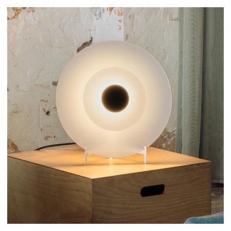 Lámpara de mesa de diseño cristal blanco doble concéntrico centro negro LED 9,6 W  2700K 893Lm
