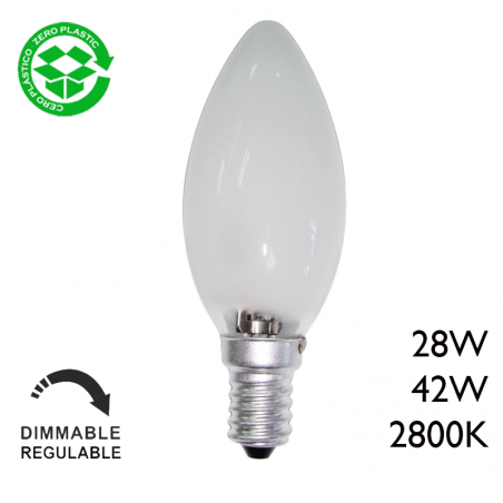 ECO Halogen Candle bulb E14 matt glass, dimmable and low consumption