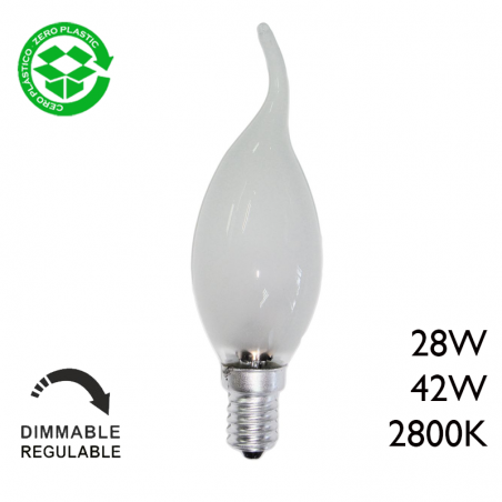 ECO Halogen Candle dimmable bulb E14 with matt twisted glass, low consumption