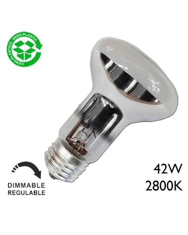 ECO reflector halogen bulb 90mm 42W E27 R90 clear glass, dimmable, low consumption