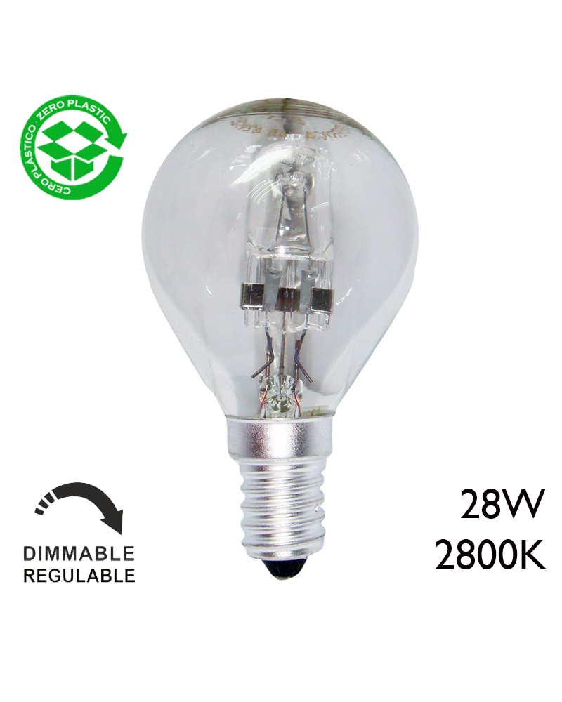 ECO Halogen Golf ball bulb E14 clear glass, dimmable, low consumption