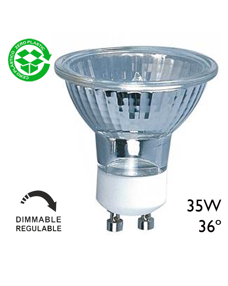 Spot Dicroica halógena 35W Regulable GU10 36º 173Lm