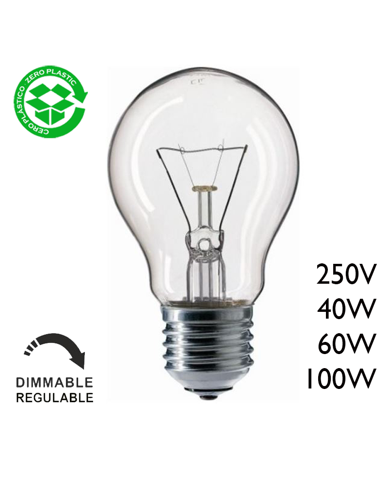 Classic filament standard incandescent lamp 250W E27 Clear