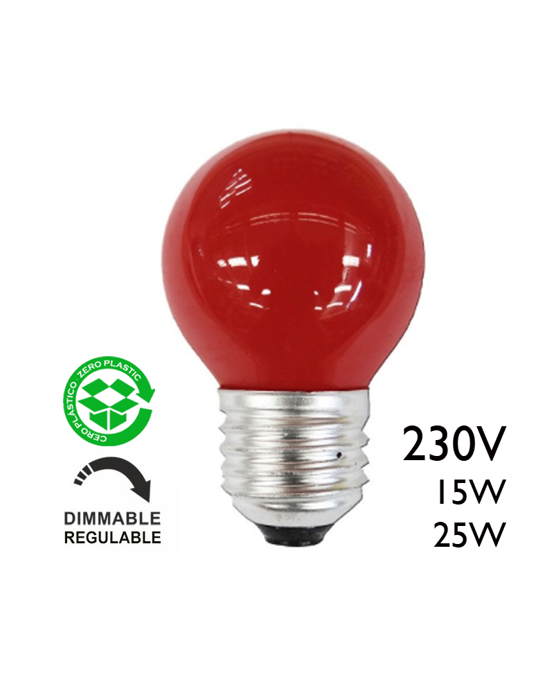 Red round bulb 230V E27 red
