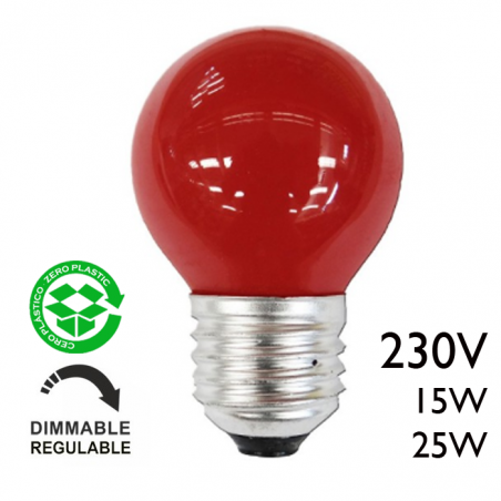 Red round bulb 230V E27 red
