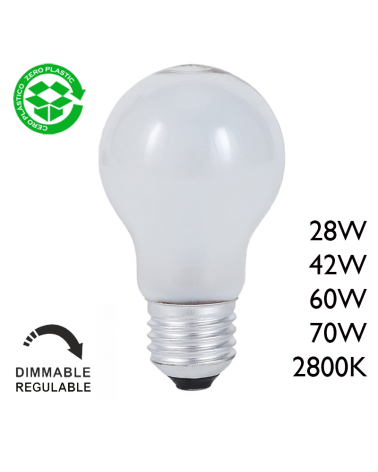 Standard halogen bulb ECO E27 matt low consumption and dimmable