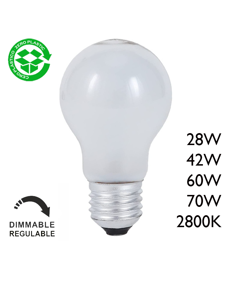 Halogen bulb standard ECO E27 matt low consumption and dimmable
