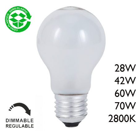 Standard halogen bulb ECO E27 matt low consumption and dimmable