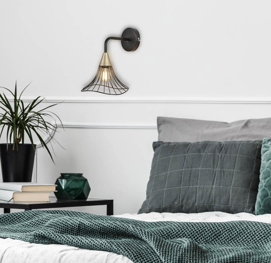 Aplique 20cm varillas de metal negro E14 40W