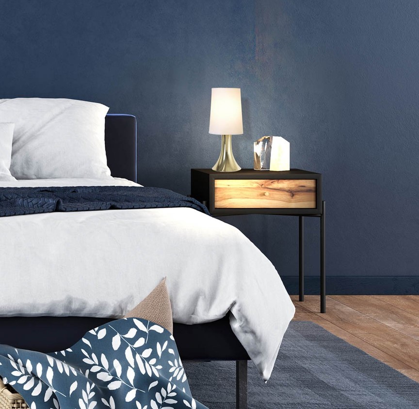 Lámpara de mesa 31cm pantalla algodón y estructura de metal E14 40W Control táctil