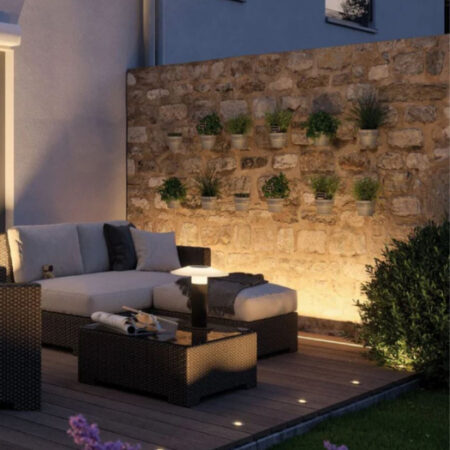 Bañador pared empotrable de suelo de aluminio antracita LED 8W IP67 24V 3000K