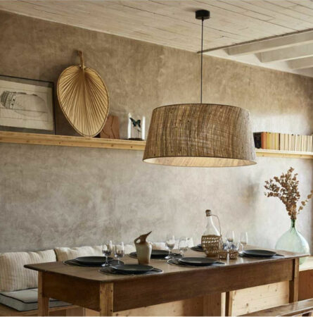 Lámpara de techo circular pantalla 78cm de fibra natural E27