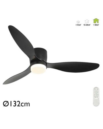 ventilador de techo negro tres aspas con mano a distancia diametro 132cm