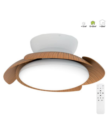 ventilador de techo blanco tres aspas con mando a distancia con aspas en madera , plegable para habitación mediana